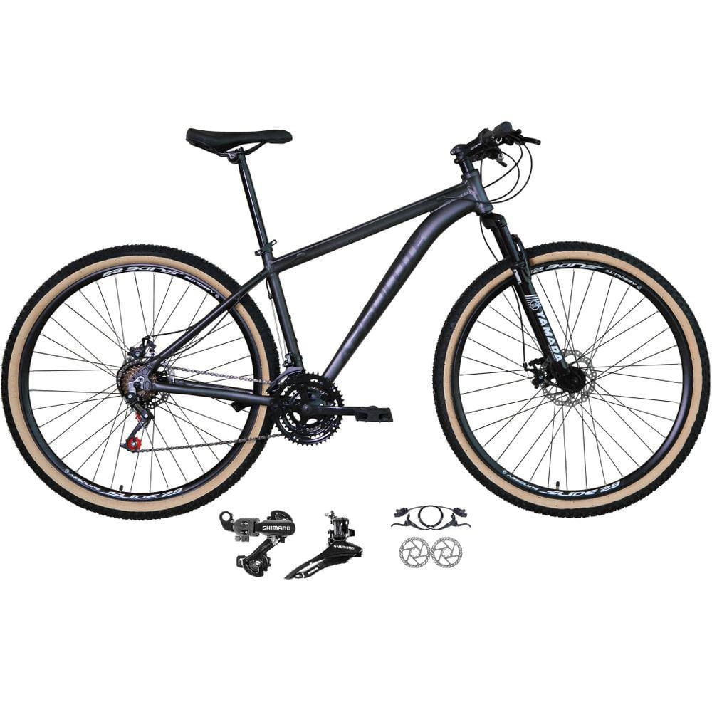 Bicicleta aro 29 Absolute Nero 4 Cabeamento Interno 24v Câmbios Shimano Freios Hidráulicos Garfo com Suspensão Pneu Faixa Bege - Grafite