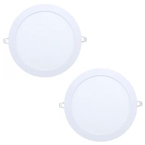 Kit 2 Luminárias de Embutir Plafon Slim G Ii 18w 3000k 22cm Redonda Kian
