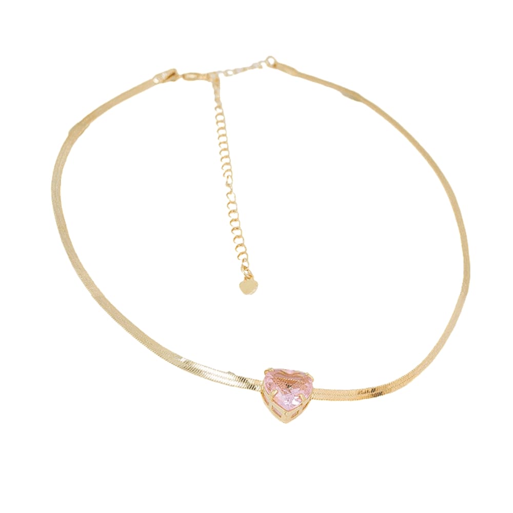 Choker Laminado Com Coração Ponto De Luz Rosa By Kumbayá Joias