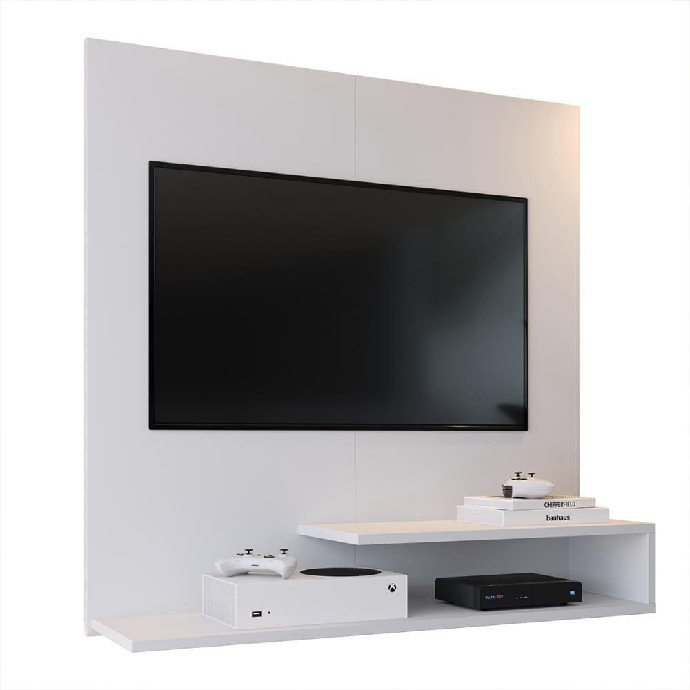 Estante Painel Parede Smart New TV 32 Polegadas Prateleiras Decorativas Sala Quarto Pequeno Retrô – Branco - RPM