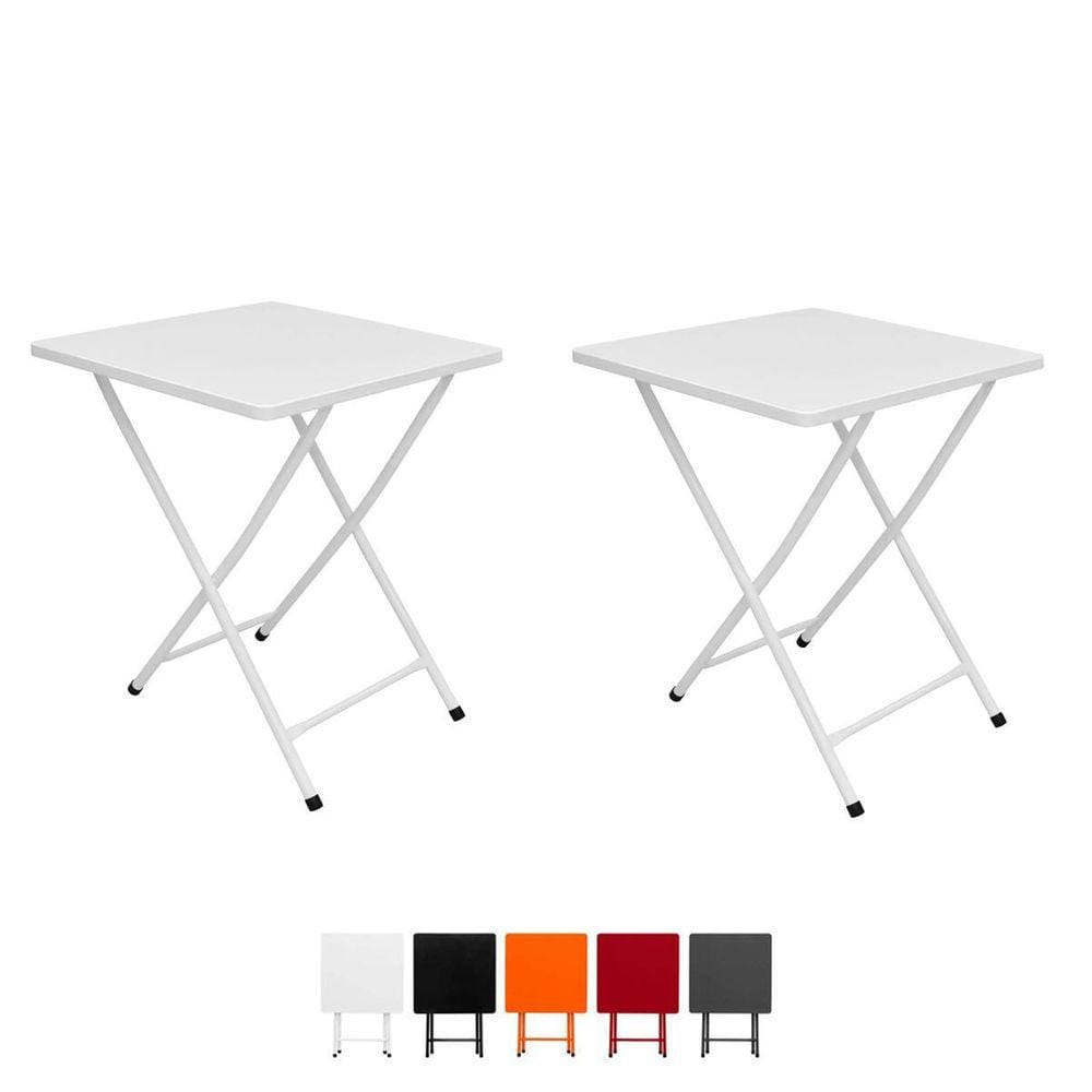 Conjunto 2 Mesa Dobrável Bar Restaurante Aço Ferro