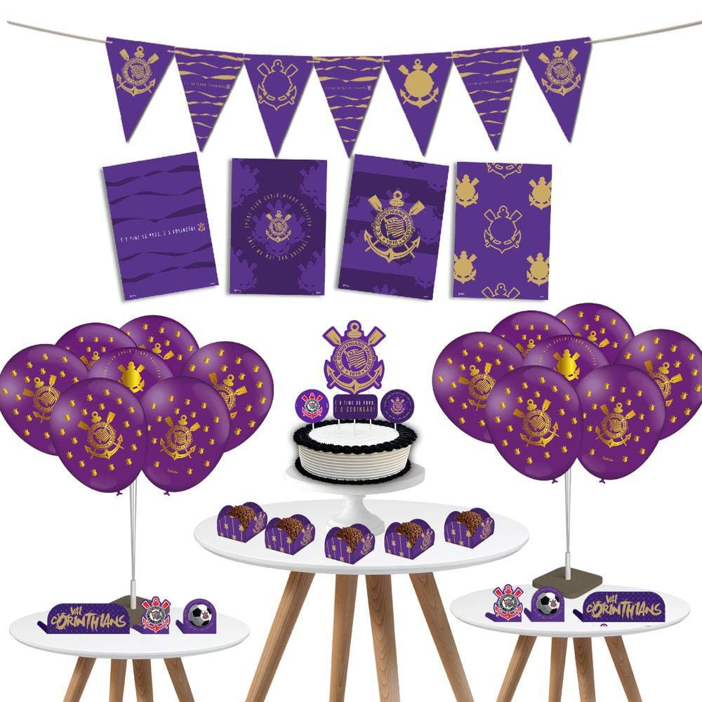 Kit Festa Corinthians Roxo Decoração Completa Festa Times