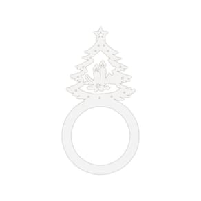 Porta Guardanapo árvore De Natal Kit Com 4 Peças 4,5cmx8,5cm - Cria Arte Laser Branco