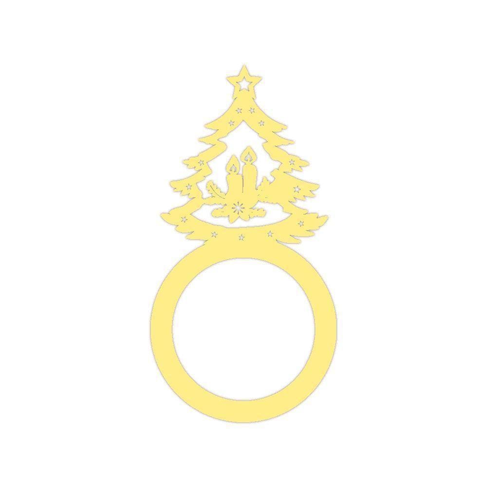 Porta Guardanapo árvore De Natal Kit Com 4 Peças 4,5cmx8,5cm - Cria Arte Laser Amarelo