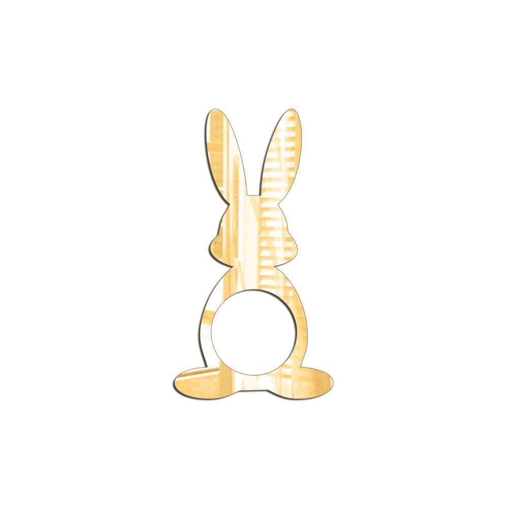 Porta Guardanapo Coelho Frente Espelhado Kit 4 Peças 5,5cmx10cm - Cria Arte Laser Dourado