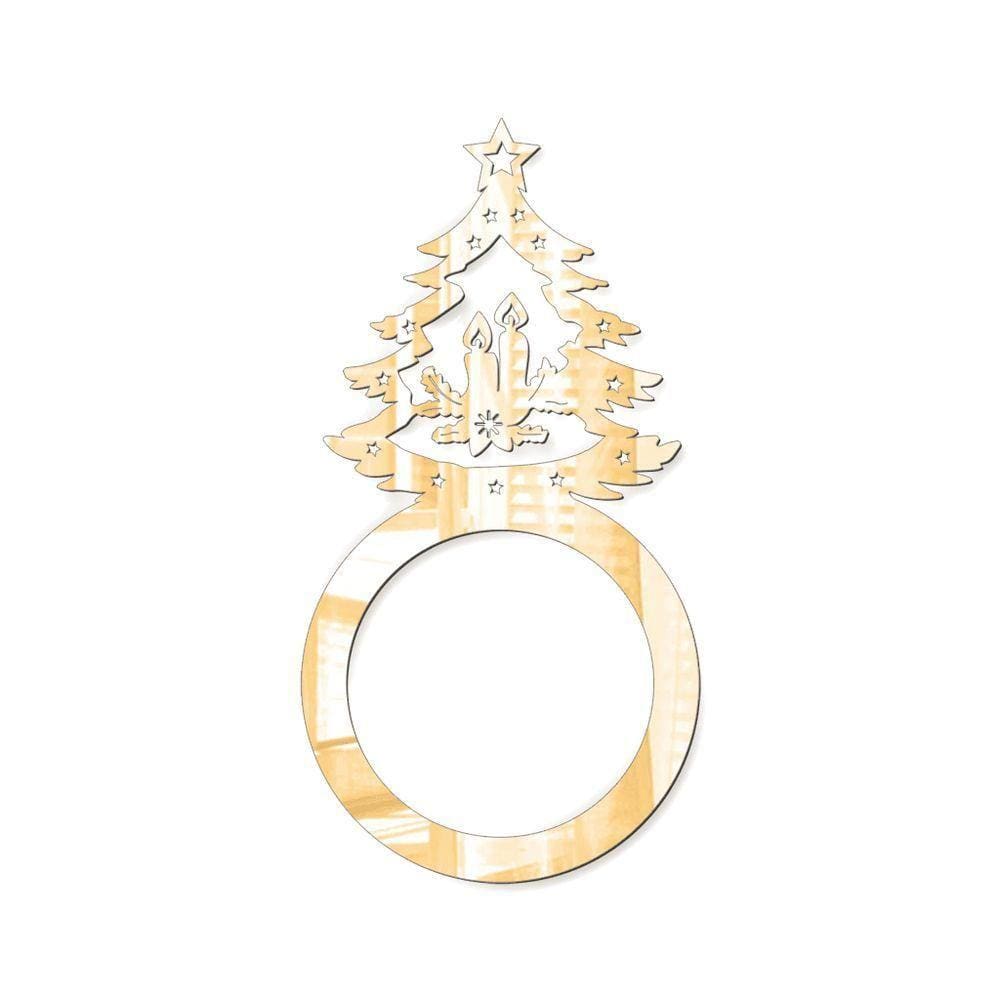 Porta Guardanapo árvore De Natal Espelhada Kit Com 4 Peças 4,5cmx8,5cm - Cria Arte Laser Dourado