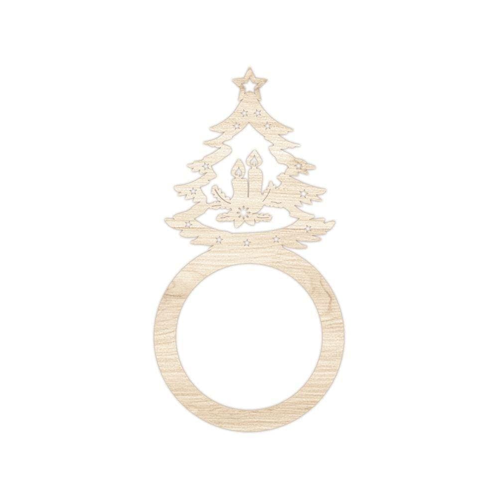 Porta Guardanapo árvore De Natal Kit Com 4 Peças 4,5cmx8,5cm - Cria Arte Laser Madeira Clara