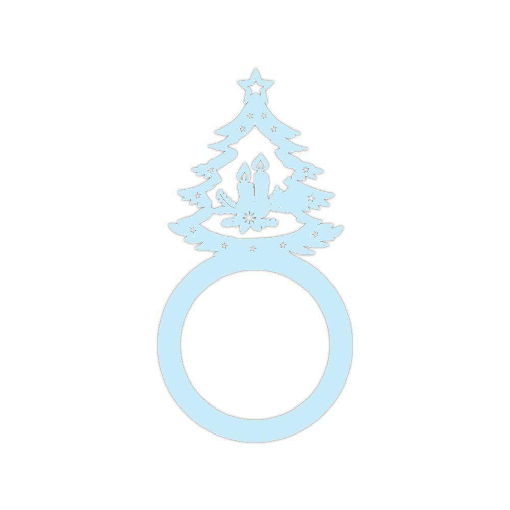 Porta Guardanapo árvore De Natal Kit Com 4 Peças 4,5cmx8,5cm - Cria Arte Laser Azul Claro