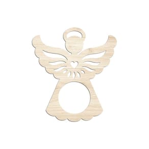 Porta Guardanapo Anjinho Kit Com 4 Peças 7cmx8cm - Cria Arte Laser Madeira Clara
