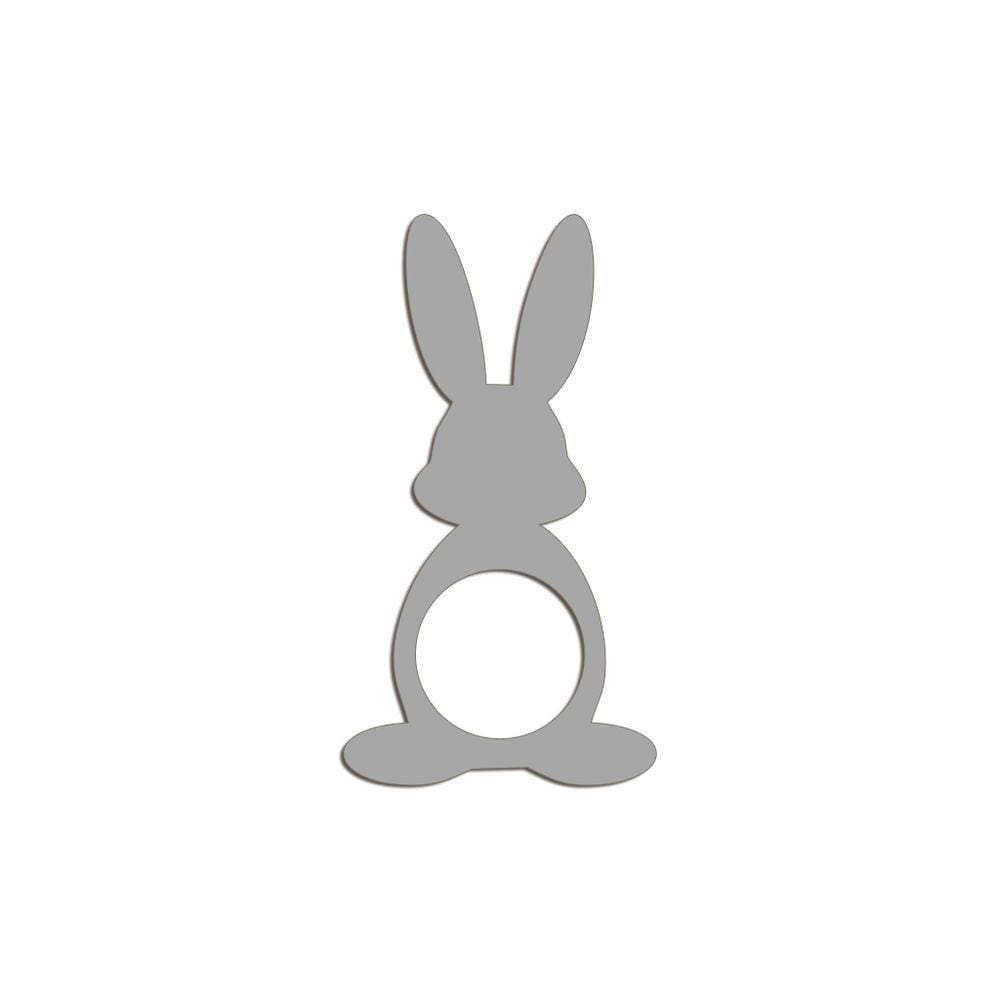 Porta Guardanapo Coelho Frente Kit 4 Peças 5,5cmx10cm- Cria Arte Laser Cinza Claro
