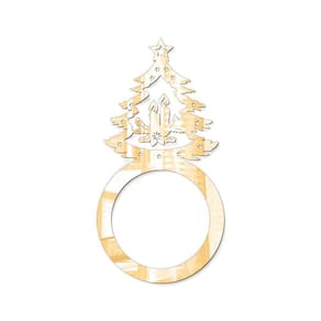 Porta Guardanapo árvore De Natal Kit Com 4 Peças 4,5cmx8,5cm - Cria Arte Laser Dourado