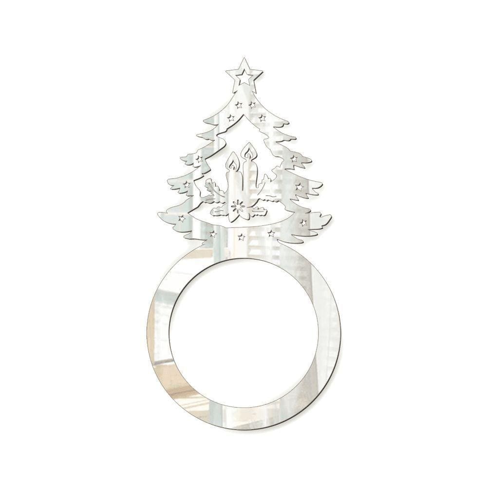 Porta Guardanapo árvore De Natal Espelhada Kit Com 4 Peças 4,5cmx8,5cm - Cria Arte Laser Prata