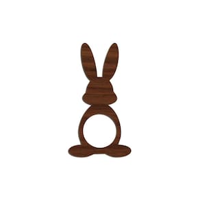 Porta Guardanapo Coelho Frente Kit 4 Peças 5,5cmx10cm- Cria Arte Laser Madeira Escuro