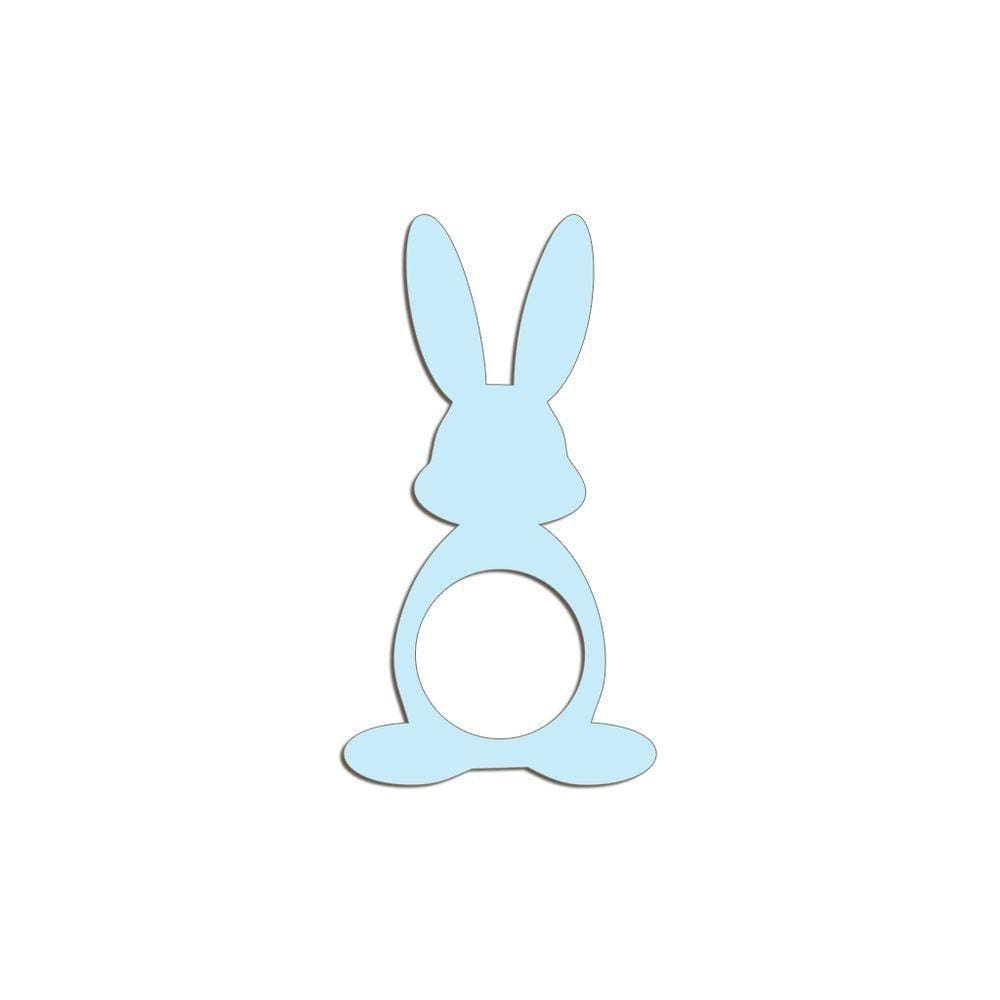 Porta Guardanapo Coelho Frente Kit 4 Peças 5,5cmx10cm- Cria Arte Laser Azul Claro