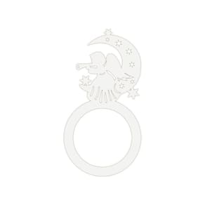 Porta Guardanapo Anjo De Natal Kit Com 4 Peças 4,5cmx8,5cm - Cria Arte Laser Branco