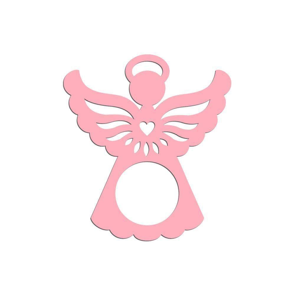 Porta Guardanapo Anjinho Kit Com 4 Peças 7cmx8cm - Cria Arte Laser Rosa Claro