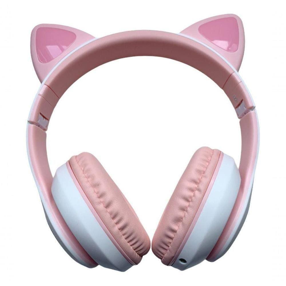 Fone de Ouvido Gatinho Fox Sem Fio Com Led Orelha Gato Dobrável Infantil  Microfone H'Maston - Azul