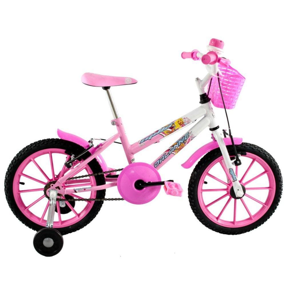 Bicicleta Infantil Aro 16 Milla com Cestinha cor Rosa