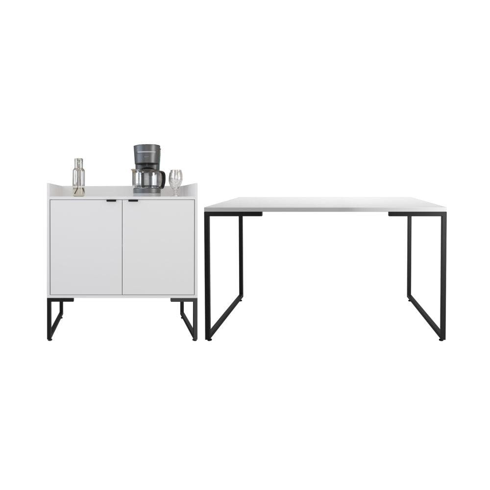 Conjunto Armário e Mesa Sandra Branco Preto