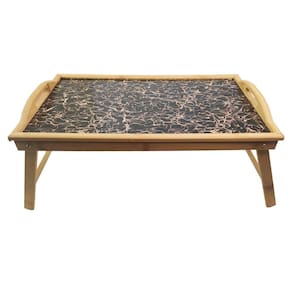 Bandeja Alça Bambu Servir Cafe da Manha Lanche Almoço Jantar Cama Pe Dobravel Retratil Elegante Ecologico Resistente Espaçoso Sofisticado