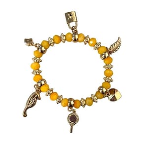 Pulseira Oxum Feminina Ajustável Cristal Dourado E Silicone