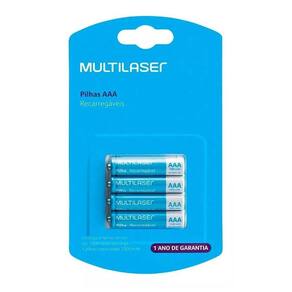 Pilha Recarregável AAA 1000 mah Multilaser Palito CB050  Cartela 04 Unidades