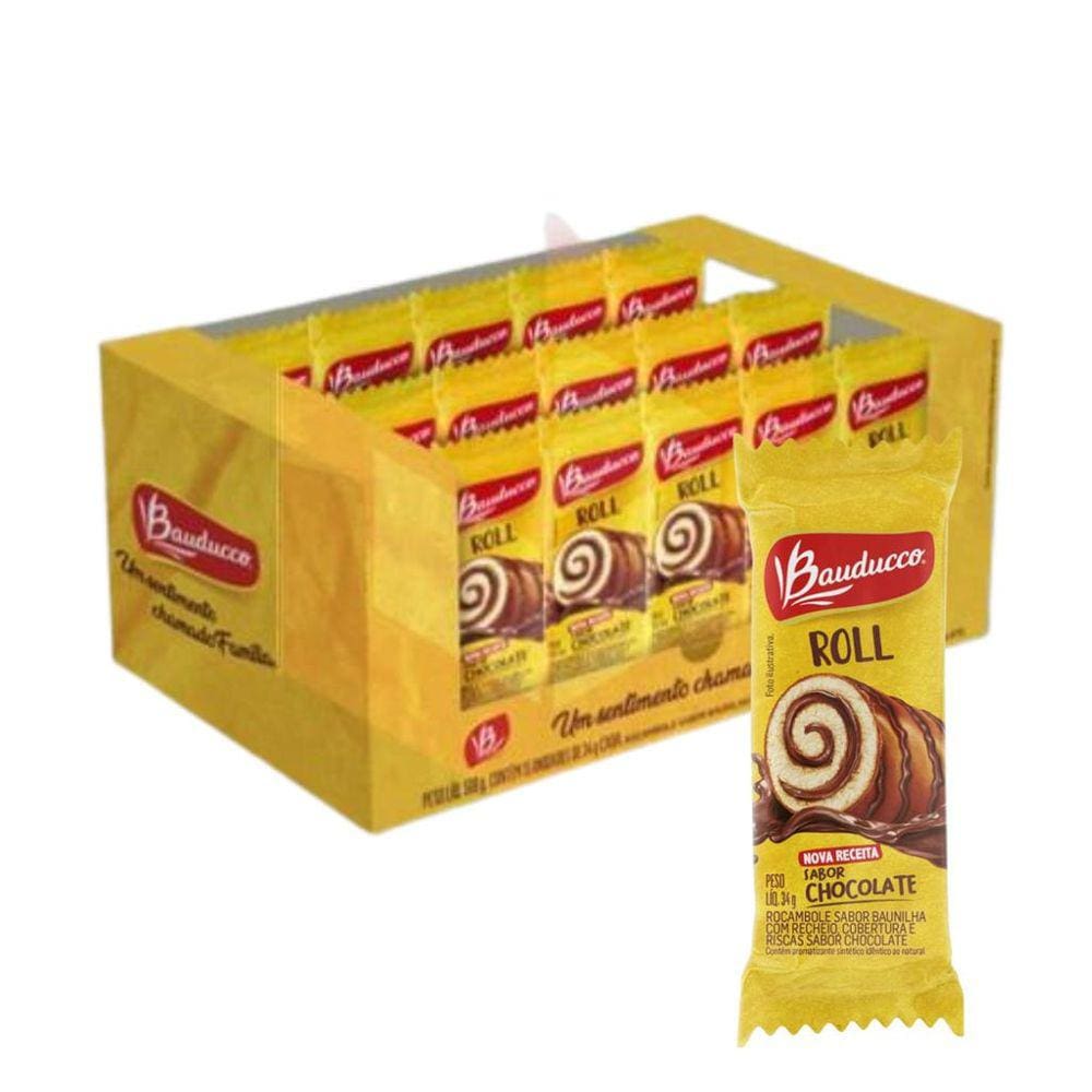 Bolinho Bauducco Roll Chocolate 15 Mini bolo 34g