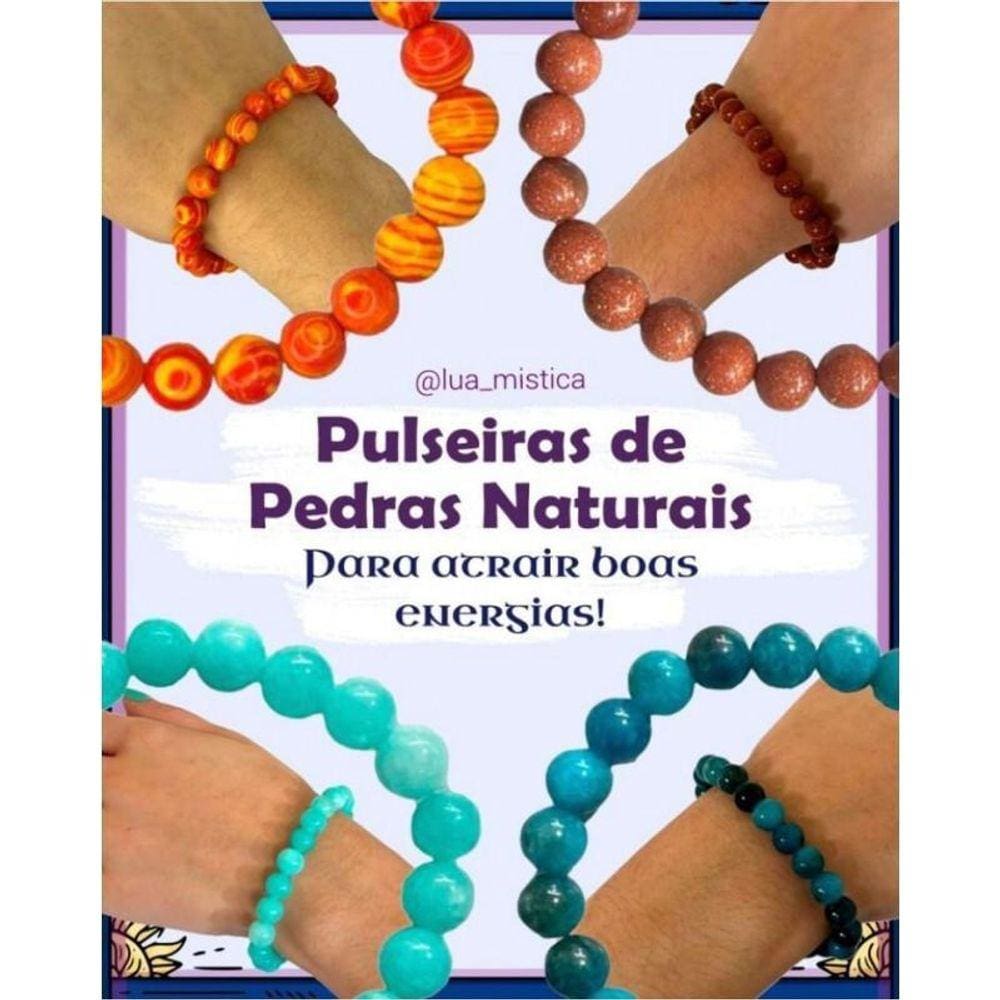 Pulseira Pedra Natural Malaquita Laranja Com Strass 8 Mm