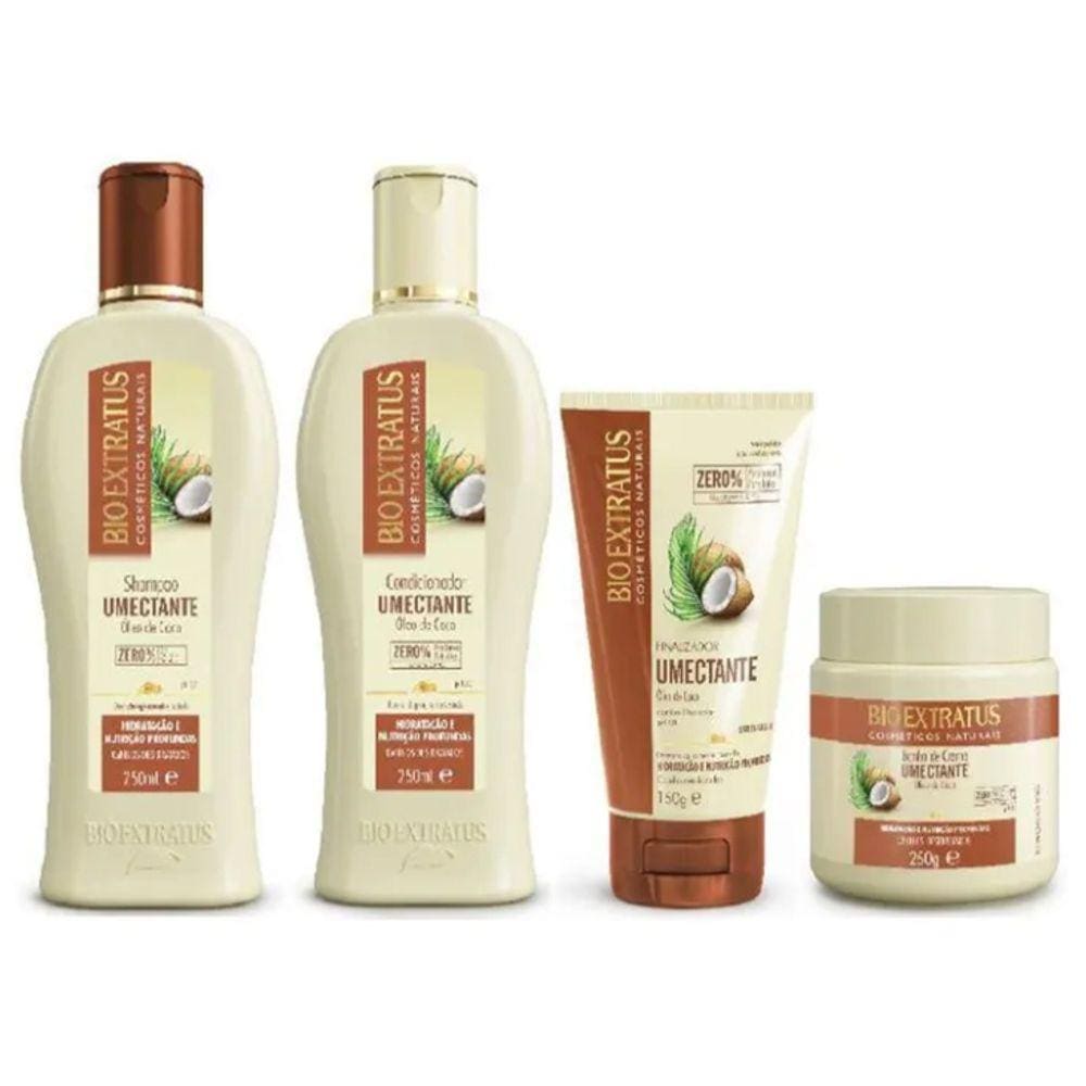 Kit Completo Umectante Óleo de Coco SH + CD 250ml + Máscara 250g + Finalizador 150g - Bio Extratus