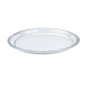 Bandeja Redonda Decorativa Trançada Cristal Grande 32,5Cm