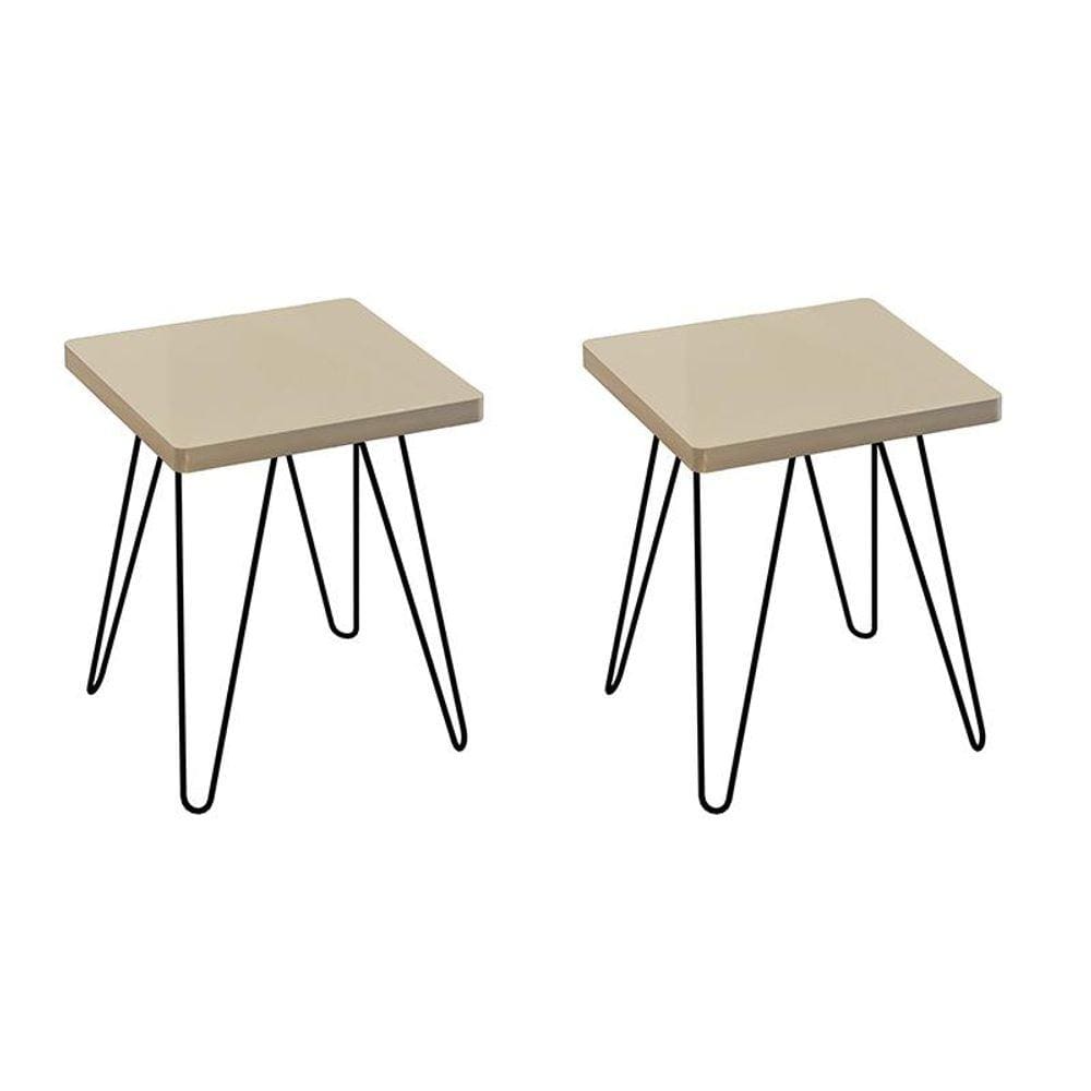 Kit 2 Banquetas Quadradas Pés em Metal Produto Sustentável