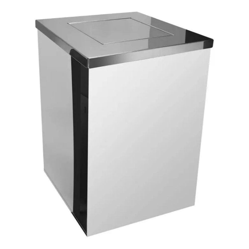 Q2430-B- Lixeira De Aco Inox Quadrada 24 X 30 - 15 Litros C/ Aro Basculante