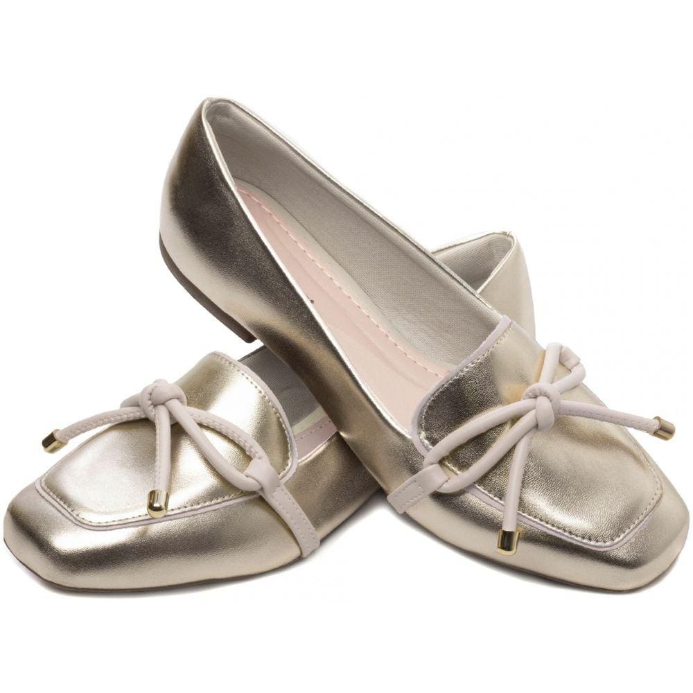 Mocassim Feminino Rasteiro Ouro Light Amarelo Ouro Torricella