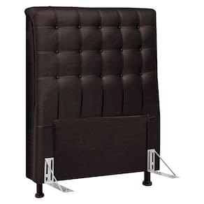 Cabeceira Cama Box Solteiro Ciara 90cm Botonê com Frame Suede Marrom - Desk Design