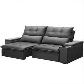Sofá Retrátil Reclinável 3 Lugares 210cm Moritz F05 Veludo Grafite - Mpozenato