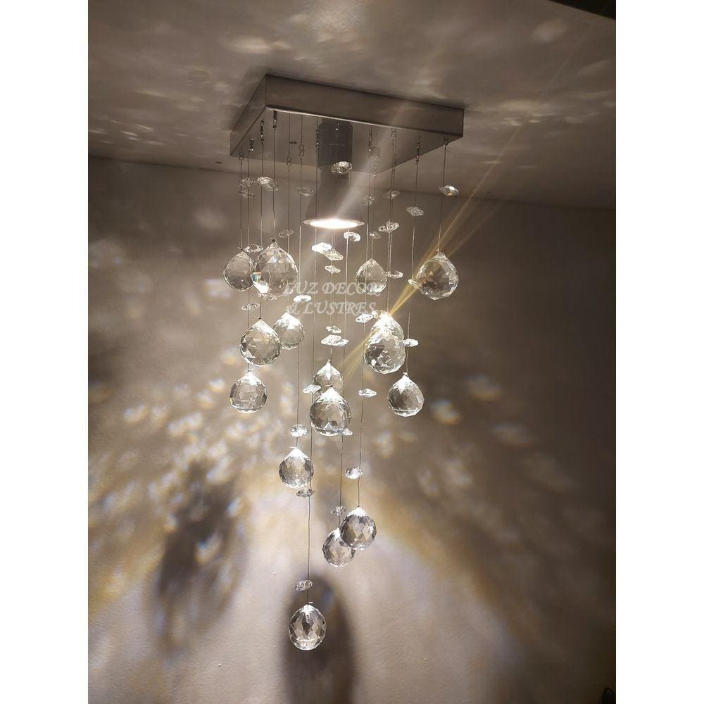 Lustre De Cristal P/ Lavabo,com Base Inox 14x14cm Com Lâmpada Inclusa