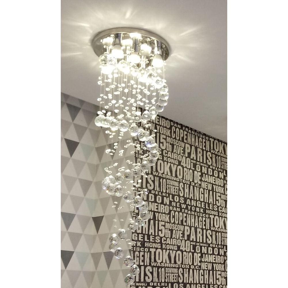 Lustre De Cristais Legitimos K9 Para Pé Direito Duplo
