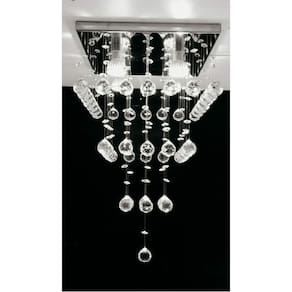 Lustre De Cristal Para Sala E Quarto, Com  Base Inox 30x30cm