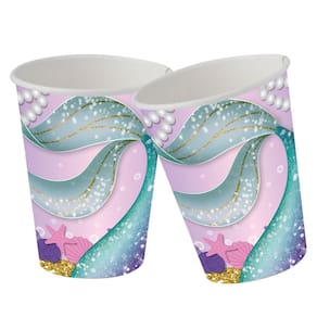 8 Copo Papel 200 ml Sereia Festa Infantil Aniversario