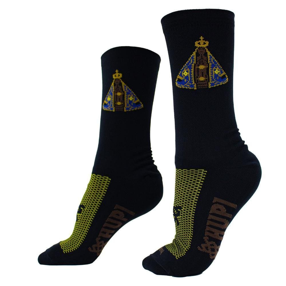 Meia HUPI Nossa Senhora Aparecida Preto - LT para pés menores 34-38