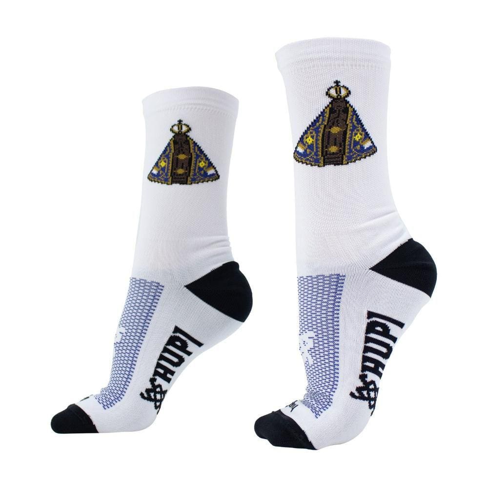 Meia HUPI Nossa Senhora Aparecida Branco - LT para pés menores 34-38