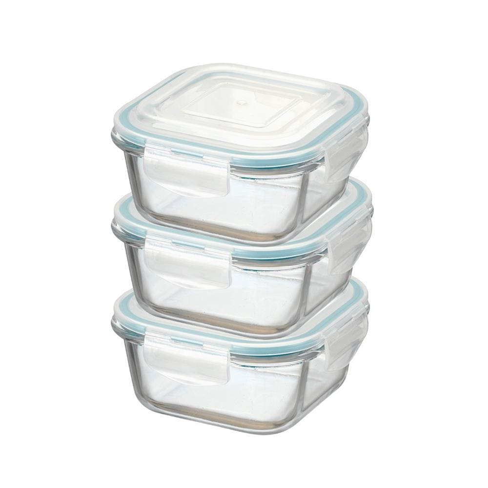 Pote Hermético de Vidro Quadrado c/ Trava Kit 2 Pçs 800ml