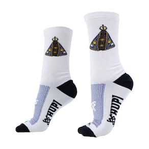 Meia HUPI Nossa Senhora Aparecida Branco - Tamanho Plus 42-46