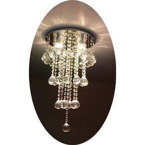 Lustre De Cristal P/ Sala, Base De Inox De 30cm De Diâmetro