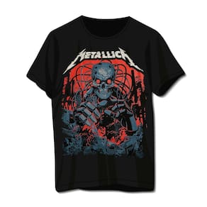 Camiseta Metallica Robô Preta Banda De Rock Unissex