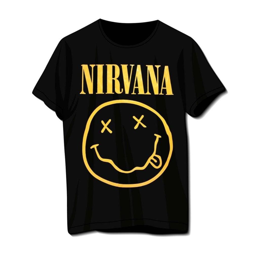 Camiseta Nirvana Smile Preta Banda De Rock Unissex