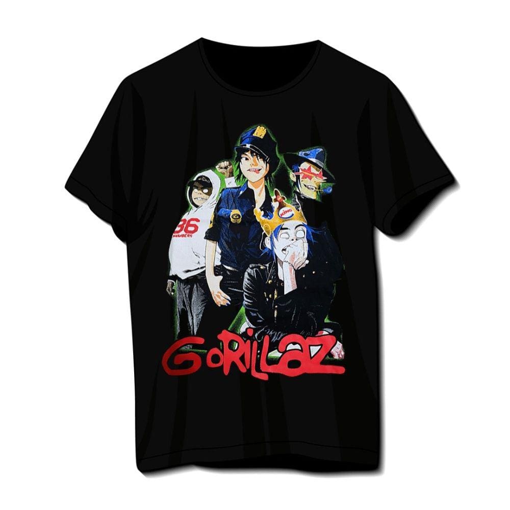 Camiseta Gorillaz Preta Banda De Rock