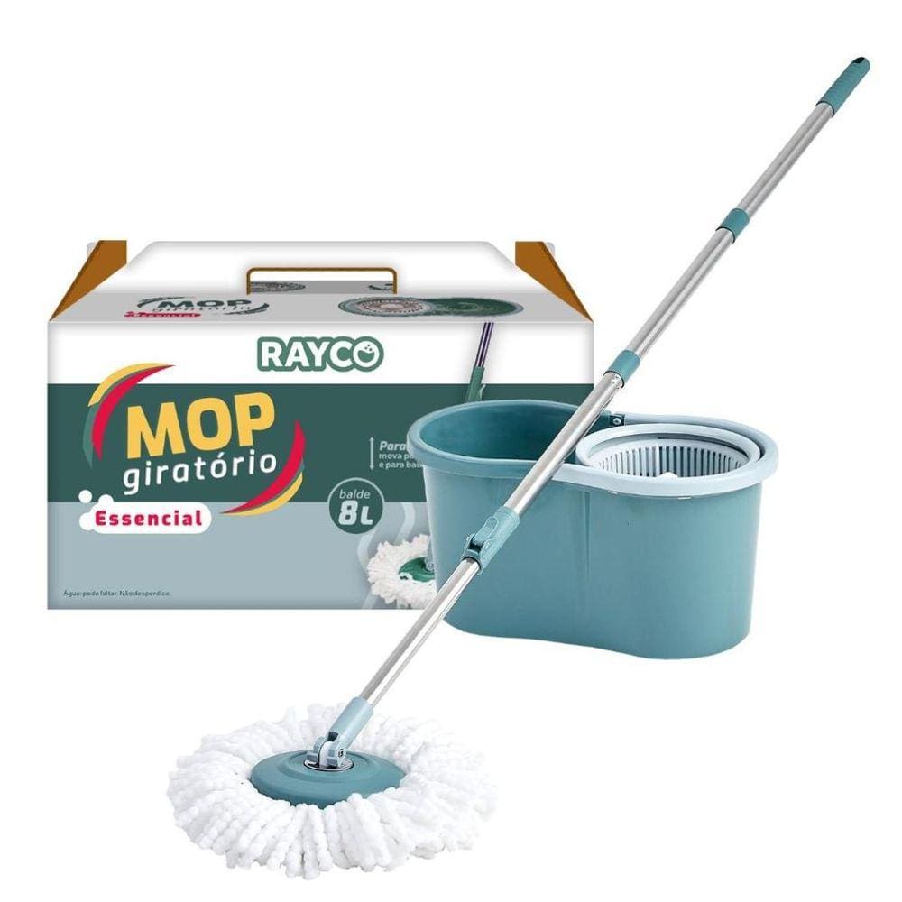 Mop Giratório 360 Fit Com Balde Centrífuga Esfregao Cabo Inox E Microfibra Rayco 17737