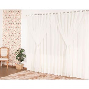 Cortina Para Sala Ou Quarto Microfibra Com Voil 2,00 Palha