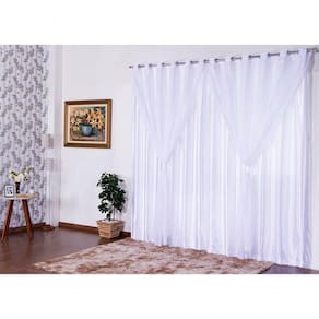 Cortina Para Sala Ou Quarto Charmousse Com Voil 2,00 Branca